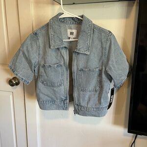 NYC Light Blue Crop Denim Short-Sleeve Jacket for Kids